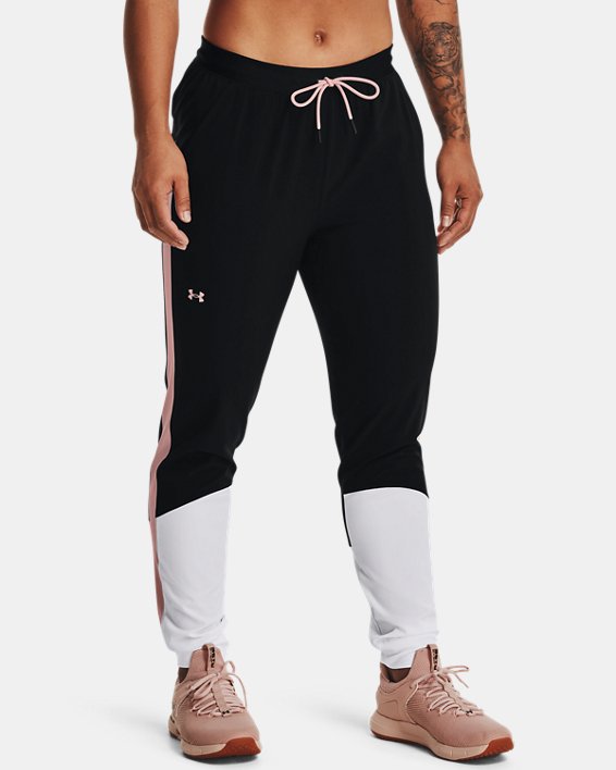 Women's UA Armour Sport Woven Colorblock Pants in Black image number 0